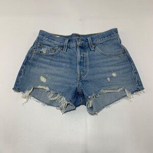 Levi's Light Blue Distressed Denim Cutoff Shorts